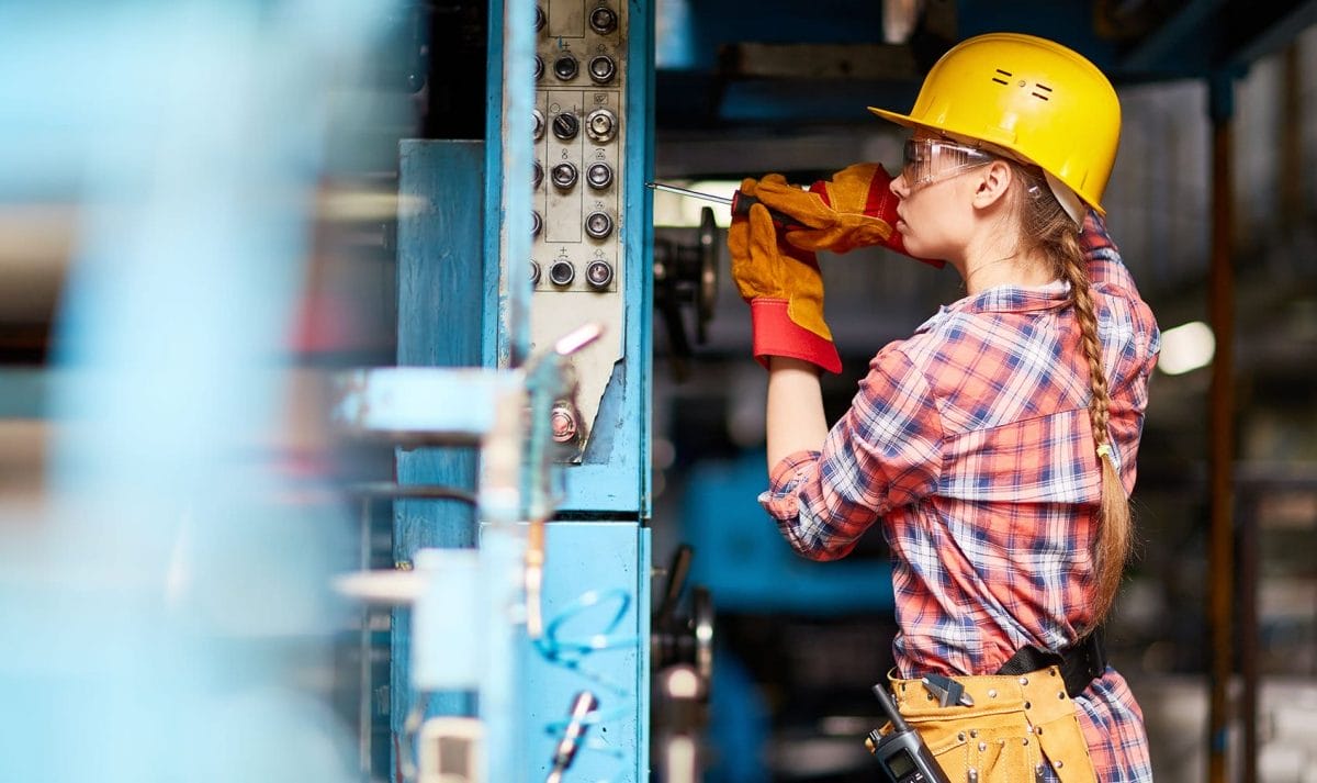 Woman fixing mechanical thing info-3